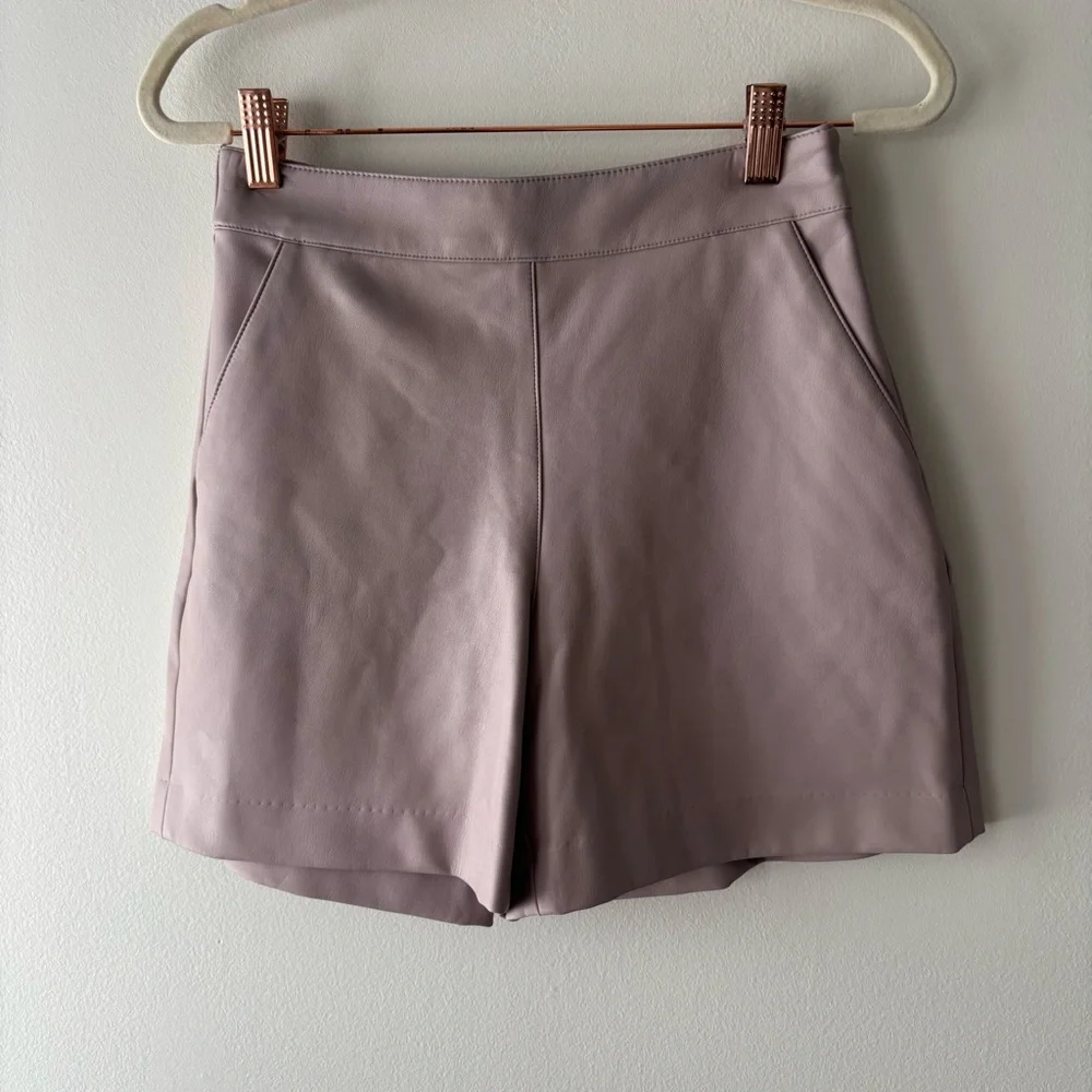 Halogen High Waist‎ Faux Leather Shorts Tan Shorts Sz XS - Picture 2 of 6